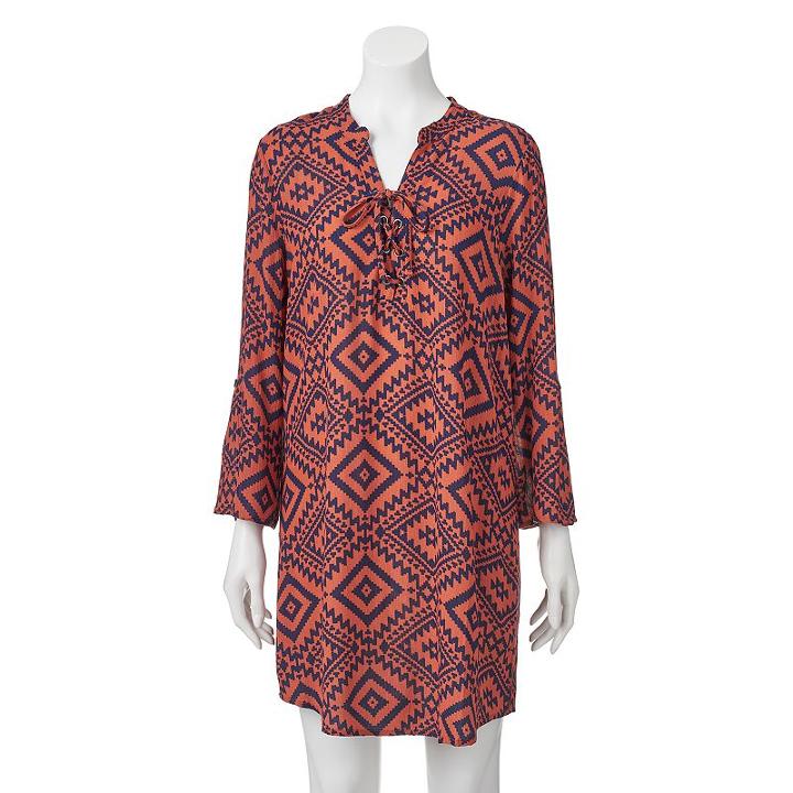 Juniors' Almost Famous Lace-up Shirtdress, Girl's, Size: Large, Green Oth