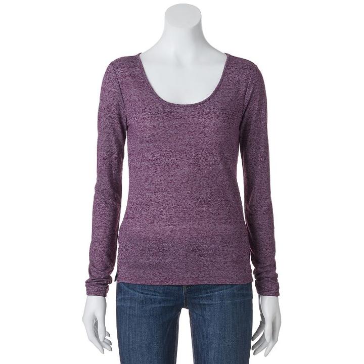 Juniors' Mudd&reg; Textured Scoopneck Tee, Girl's, Size: Medium, Purple