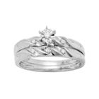 10k White Gold Diamond Accent Engagement Ring Set, Women's, Size: 7