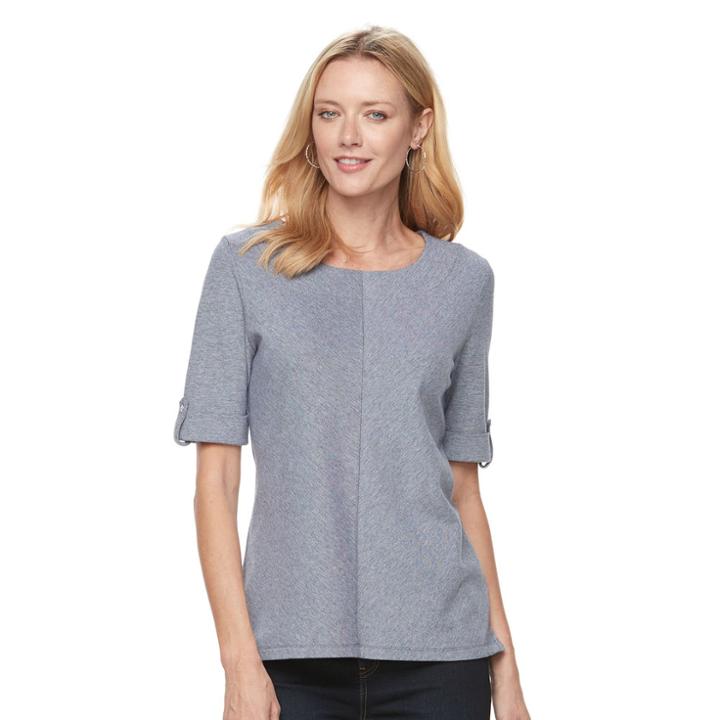 Women's Croft & Barrow&reg; Mitered Pique Top, Size: Large, Blue
