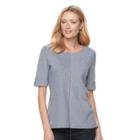 Women's Croft & Barrow&reg; Mitered Pique Top, Size: Large, Blue