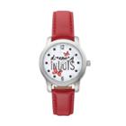 Disney's Minnie Mouse Dreaming In Dots Women's Leather Watch, Red