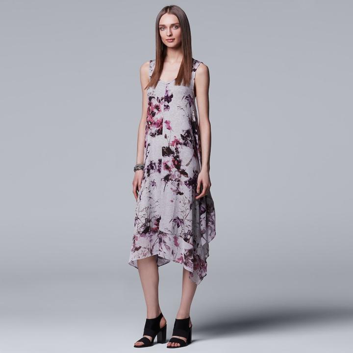 Women's Simply Vera Vera Wang Print Handkerchief Tank Dress, Size: Small, White