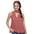 Juniors' Hint Of Mint Floral Lace Choker Top, Teens, Size: Small, Red Overfl
