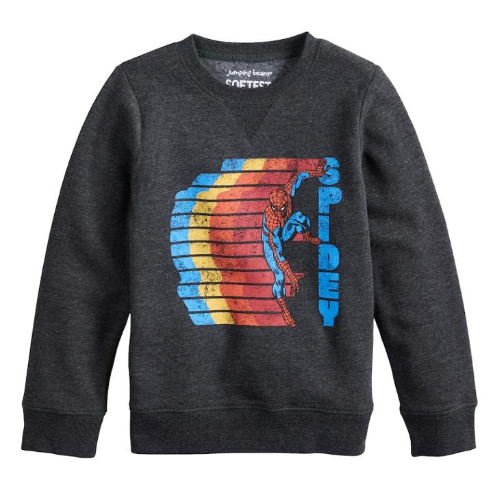 Boys 4-12 Jumping Beans&reg; Retro Marvel Spider-man Softest Fleece Sweatshirt, Size: 12, Dark Grey