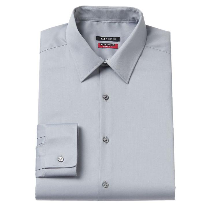 Men's Van Heusen Slim-fit Flex Collar Stretch Dress Shirt, Size: 17.5-32/33, Grey Other