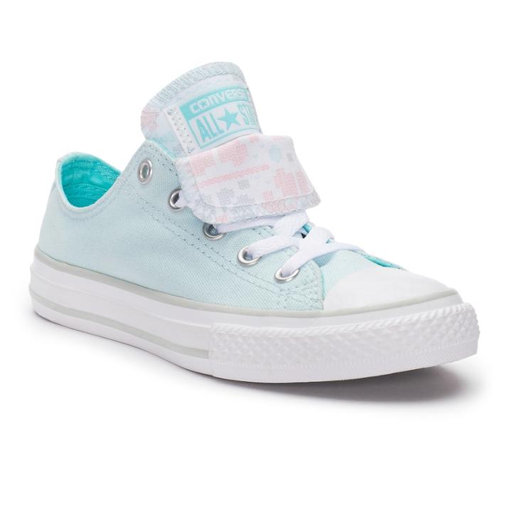 Girls' Converse Chuck Taylor All Star Double Tongue Accent Sneakers, Size: 2, Blue Other