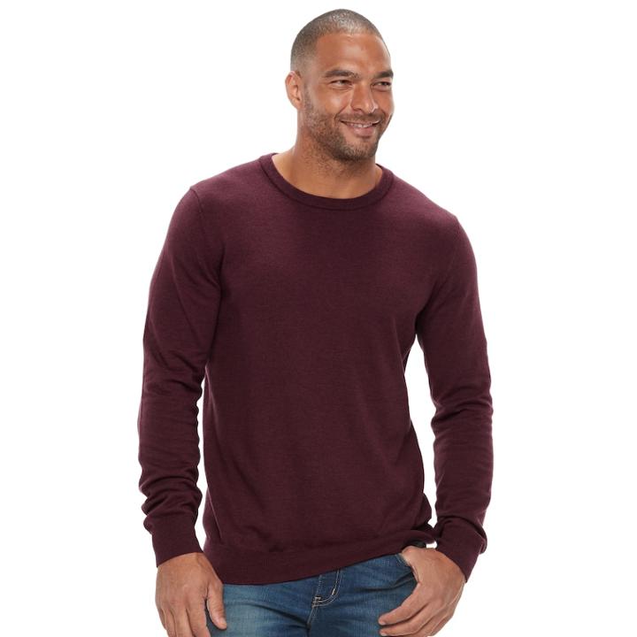 Big & Tall Sonoma Goods For Life&trade; Classic-fit Coolmax Crewneck Sweater, Men's, Size: Xxl Tall, Dark Red