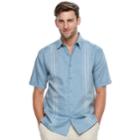 Big & Tall Havanera Classic-fit Paneled Linen-blend Button-down Shirt, Men's, Size: 2xb, Med Blue