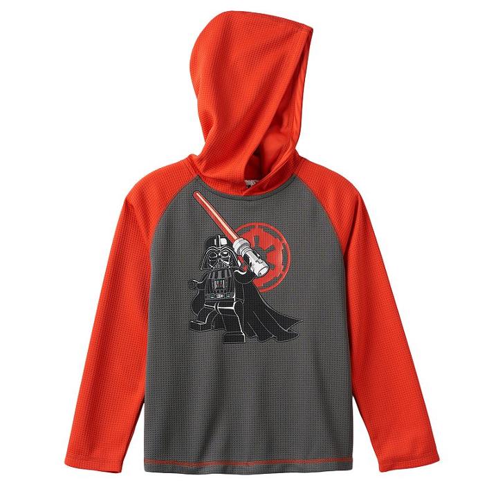 Boys 4-7x Lego Star Wars Darth Vader Hooded Thermal Raglan Tee, Boy's, Size: 4, Dark Grey