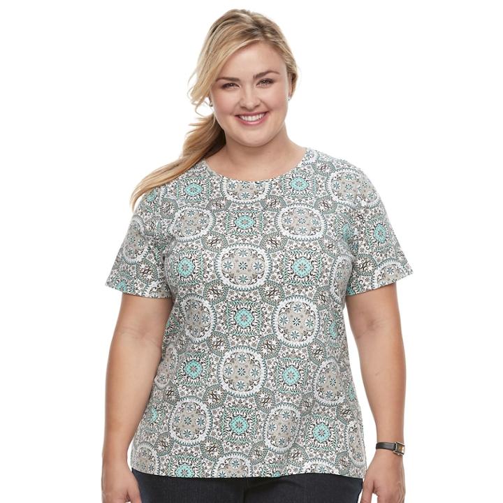 Plus Size Croft & Barrow&reg; Essential Crewneck Tee, Women's, Size: 0x, Light Blue