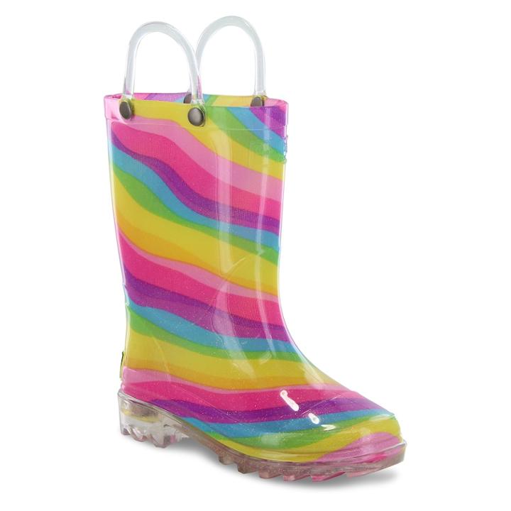 Western Chief Rainbow Girls' Light Up Waterproof Rain Boots, Size: 9 T, Multi