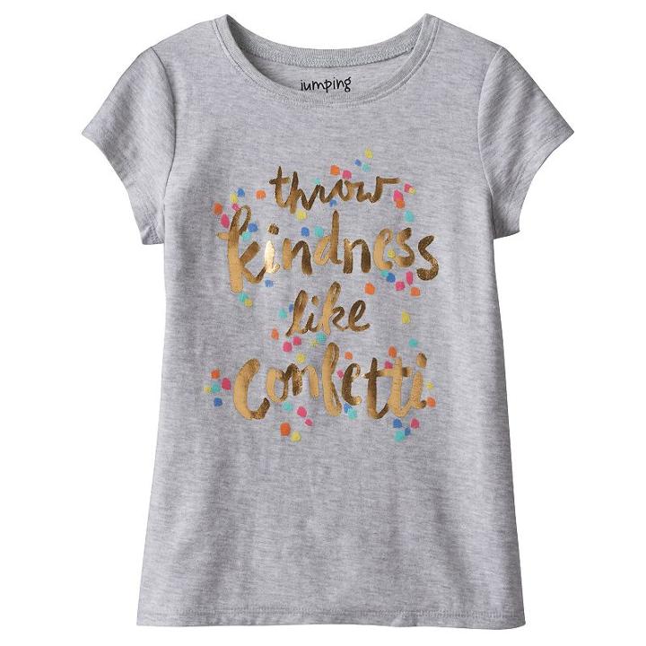 Girls 4-10 Jumping Beans&reg; Short Sleeve Slubbed Embroidered Graphic Tee, Girl's, Size: 7, Light Grey
