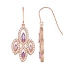14k Rose Gold Over Silver Amethyst & Lab-created White Sapphire Marquise Drop Earrings, Women's, Purple