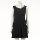 Women's Connected Apparel Embellished Shift Dress, Size: 6, Black