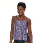 Women's Croft & Barrow&reg; Printed Crochet Tankini Top, Size: 18, Blue Paisley Texture