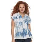 Plus Size Rock & Republic&reg; Studded Tie-dye Shirt, Women's, Size: 0x, Blue Other