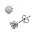 Junior Jewels Sterling Silver Lab-created Opal Crown Stud Earrings - Kids, Girl's, White