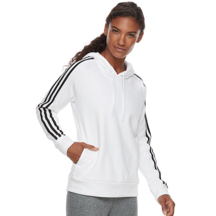 Women's Adidas 3 Stripe Pullover Hoodie, Size: Large, White