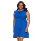Plus Size Dana Buchman Printed Twist-front Dress, Women's, Size: 2xl, Blue