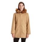 Women's Excelled Hooded Faux-wool Jacket, Size: Large, Beig/green (beig/khaki)