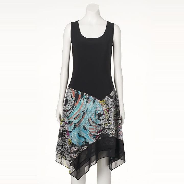 Women's Msk Abstract Fit & Flare Dress, Size: Medium, Oxford