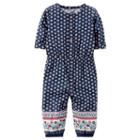 Baby Girl Carter's Geometric Henley Jumpsuit, Size: 24 Months, Blue