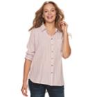 Women's Sonoma Goods For Life&trade; Supersoft Essential Shirt, Size: Large, Dark Pink