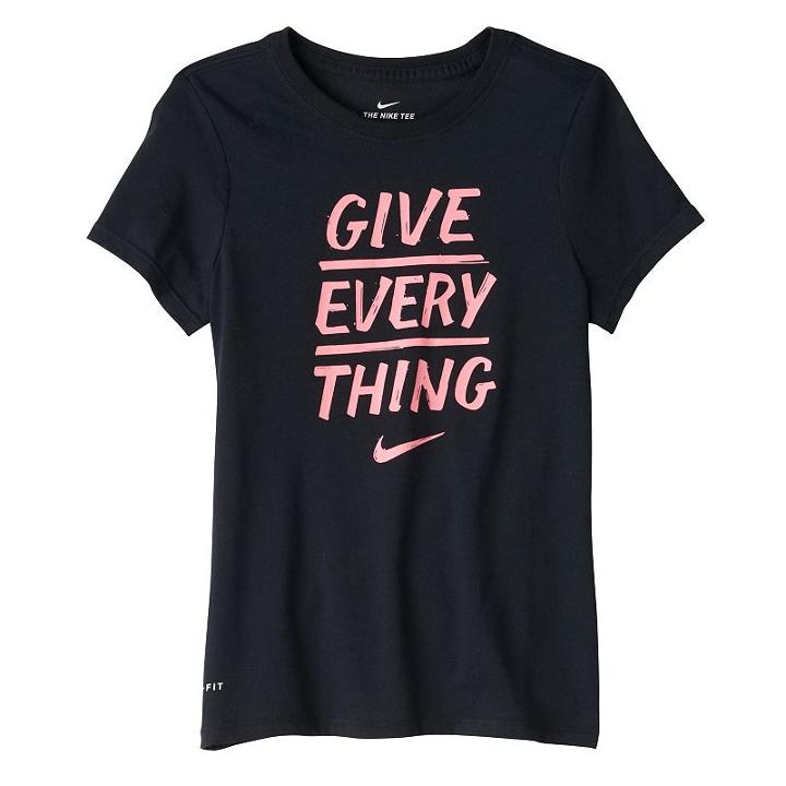 Girls 7-16 Nike Dri-fit Give Everything Tee, Girl's, Size: Large, Grey (charcoal)
