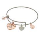 Love This Life Two Tone Forever And Always Charm Bangle Bracelet, Women's, Silver