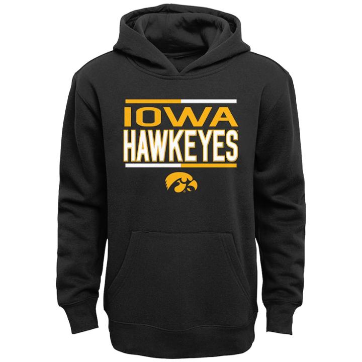 Boys 8-20 Iowa Hawkeyes Fleece Hoodie, Size: L 14-16, Black