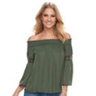 Women's Jennifer Lopez Off-the-shoulder Satin Top, Size: Xl, Dark Green