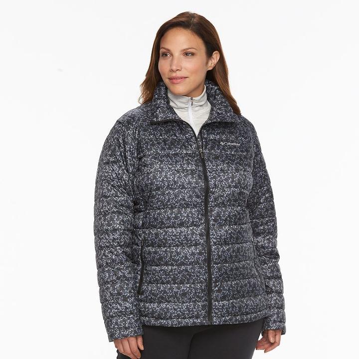 Plus Size Columbia Frosted Ice Printed Puffer Jacket, Women's, Size: 2xl, Grey (charcoal)