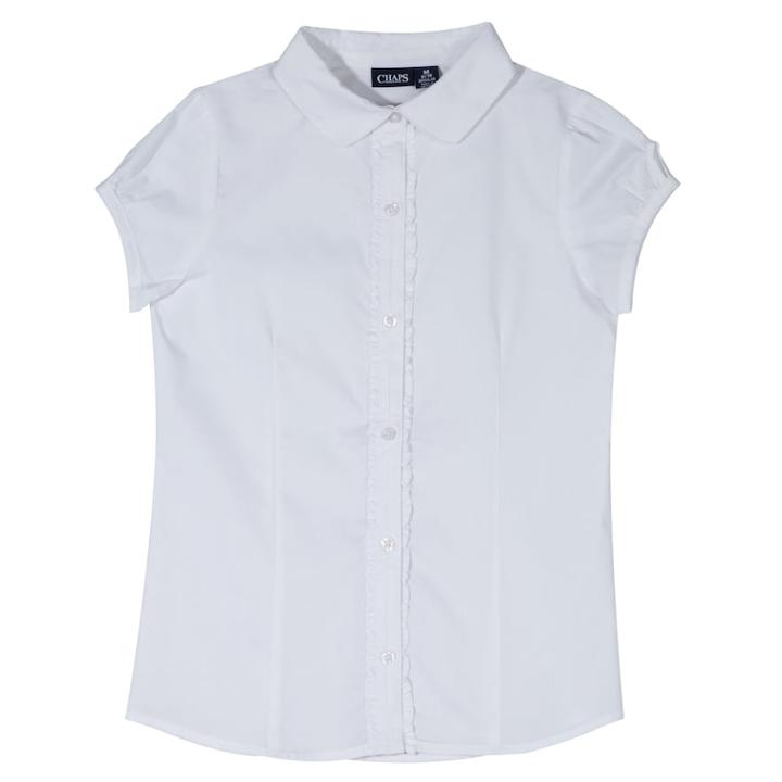 Girls 4-16 Chaps Ruffled Placket School Uniform Top, Size: 6, White
