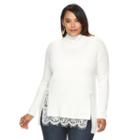 Plus Size Jennifer Lopez Lace Mockneck Sweater, Women's, Size: 0x, White Oth