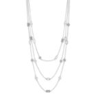 Glittery Geometric Link Multi Strand Necklace, Women's, Silver