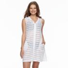Women's Apt. 9&reg; Shadow Stripe Hooded Swim Cover-up, Size: Medium, Natural