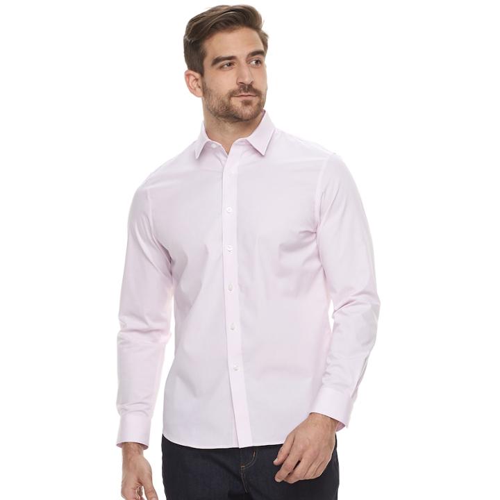 Men's Apt. 9&reg; Slim-fit Stretch Button-down Shirt, Size: Xl, Brt Pink