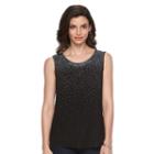 Women's Croft & Barrow&reg; Print Shirred Tank, Size: Large, Oxford