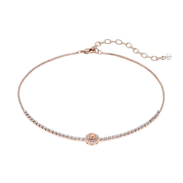 Napier Simulated Crystal Round Halo Choker Necklace, Women's, Pink