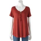 Juniors' Pink Republic Lace-up Swing Tee, Teens, Size: Xs, Red/coppr (rust/coppr)