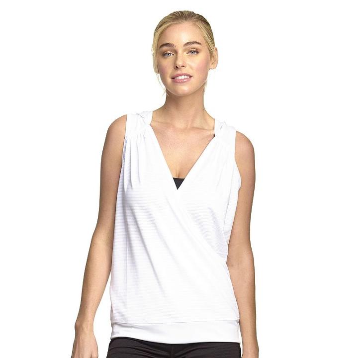 Women's Colosseum Drop Needle Hooded Yoga Tank, Size: Xl, White