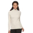 Women's Croft & Barrow&reg; Essential Ribbed Turtleneck Sweater, Size: Xs, Beig/green (beig/khaki)