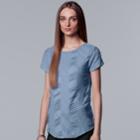 Women's Simply Vera Vera Wang Textured Zigzag Tee, Size: Small, Med Blue