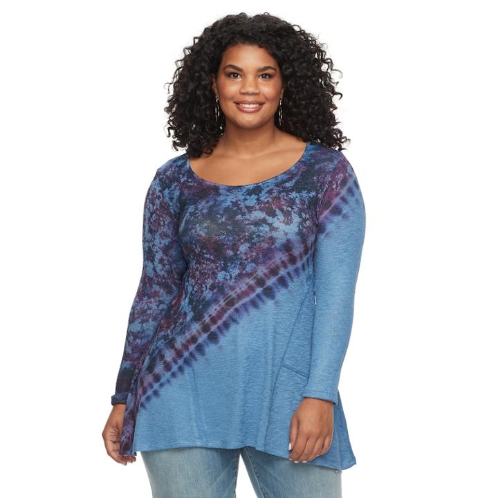 Plus Size World Unity Sharkbite Sweater Knit Top, Women's, Size: 2xl, Blue Other