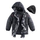 Boys 4-7 I-extreme 3-pc. Colorblock Puffer Jacket, Camouflaged Hat & Scarf Set, Size: 6, Black