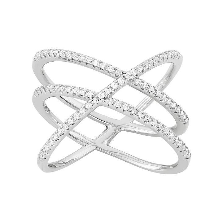 Sterling Silver Lab-created White Sapphire Crisscross Ring, Women's, Size: 7