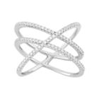 Sterling Silver Lab-created White Sapphire Crisscross Ring, Women's, Size: 7