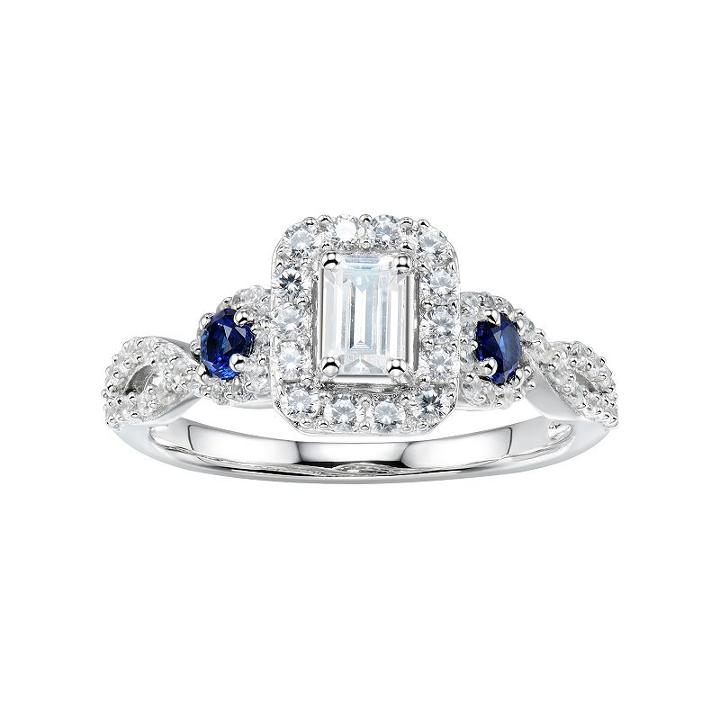 Diamonluxe 1 5/8 Carat T.w. Simulated Diamond & Lab-created Sapphire Halo Ring, Women's, Size: 6, White