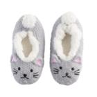 Girls 4-16 Kitty Cat Slipper Socks, Size: S-m, Grey